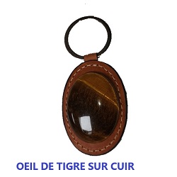 OEIL DE TIGRE SUR PORTE CLES CUIR