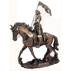 JEANNE D ARC A CHEVAL DRAPEAU FACON BRONZE STATUE SCULPTURE