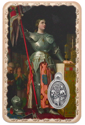 JEANNE D'ARC CARTE PRIERE MEDAILLON LOT DE 2