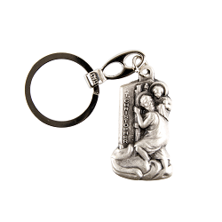 SAINT CHRISTOPHE PORTE CLES SILHOUETTE METAL ARGENTE 4 CMS