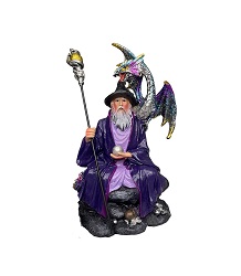 MERLIN L ENCHANTEUR ASSIS DRAGON STATUE