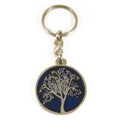 ARBRE DE VIE BLEU PORTE CLES METAL RELIEF FABRICATION FRANCAISE