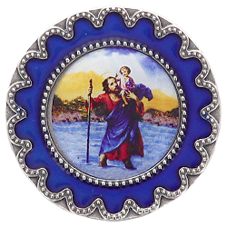 SAINT CHRISTOPHE PLAQUE AUTO MAGNET BLEU 4 CMS